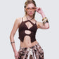 Landry Brown Knit Cut Out Top