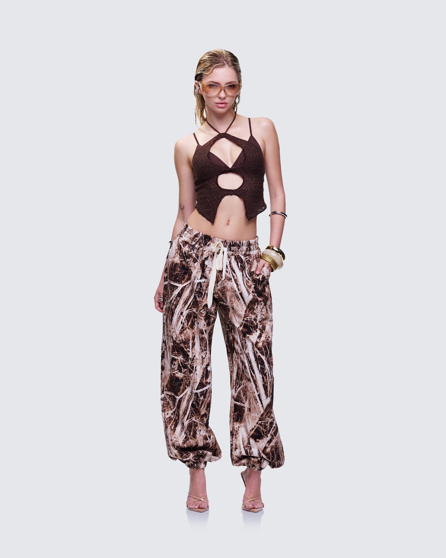 Landry Brown Knit Cut Out Top
