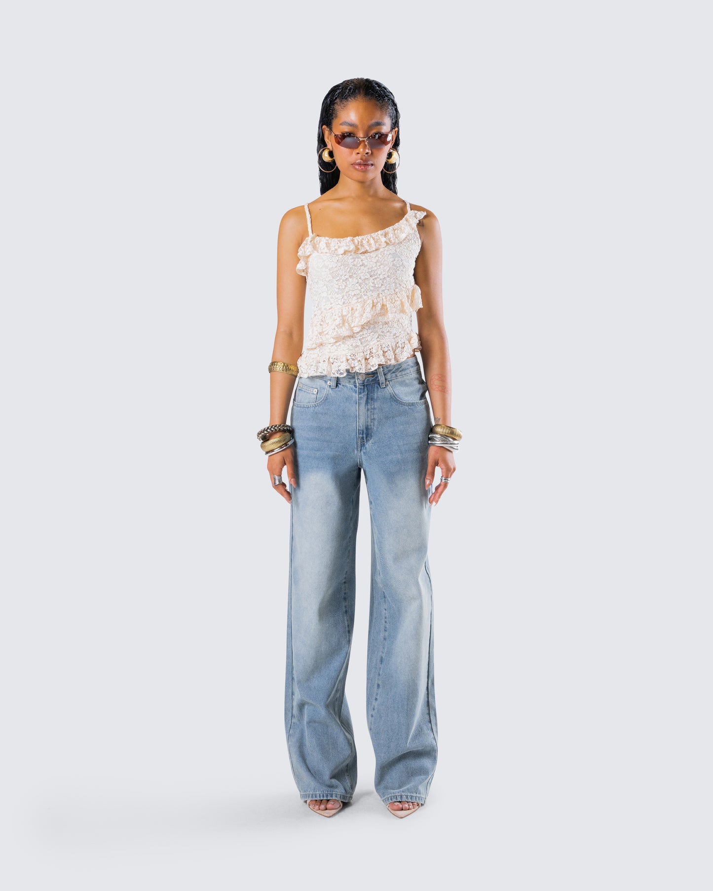 Lari Denim Set model front