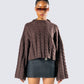 Larissa Brown Cable Knit Sweater model front