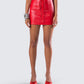 Lasita Red Vegan Leather Mini Skirt model front