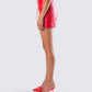 Lasita Red Vegan Leather Mini Skirt