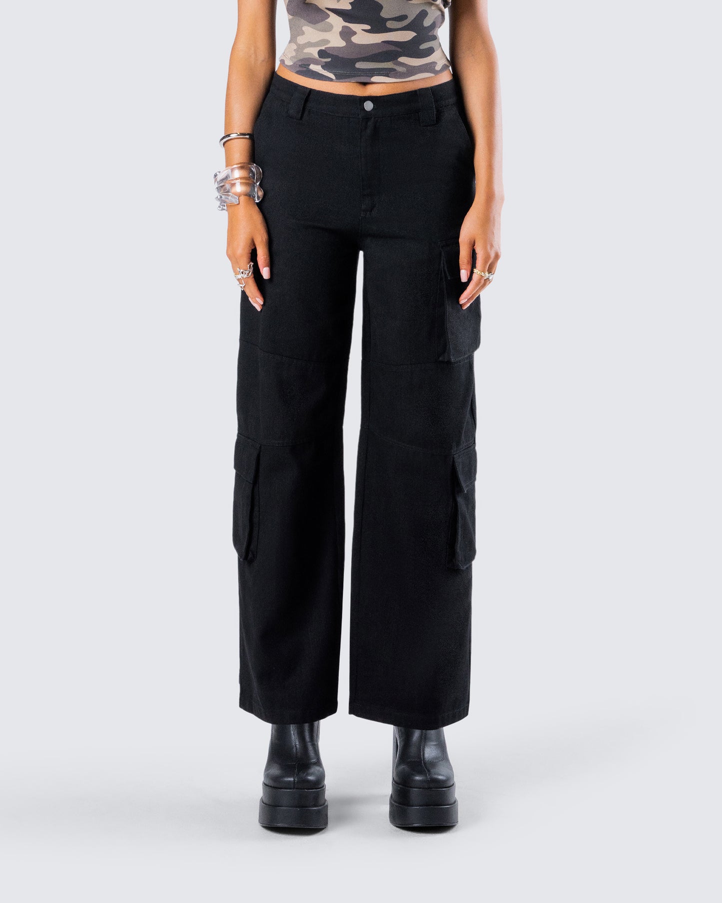 Laura Black Twill Cargo Pant product front