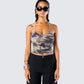 Laura Green Camo Print Halter Top model front