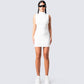 Lauren White Rib Mini Dress model front