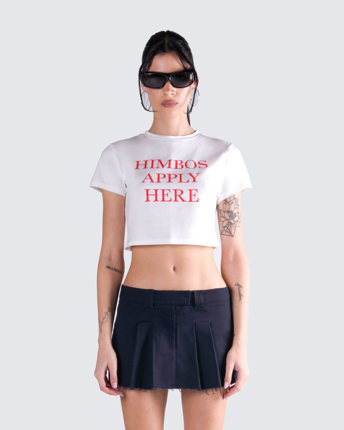 Leela White Jersey Graphic Top model front