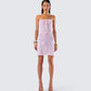 Leilani Pink Crochet Flower Mini Dress model front