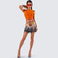 Leona Orange Mesh Asymmetrical Top
