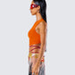 Leona Orange Mesh Asymmetrical Top