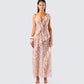 Leonie Peach Floral Maxi Dress model front