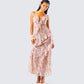 Leonie Peach Floral Maxi Dress