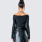Leslie Black Off Shoulder Top