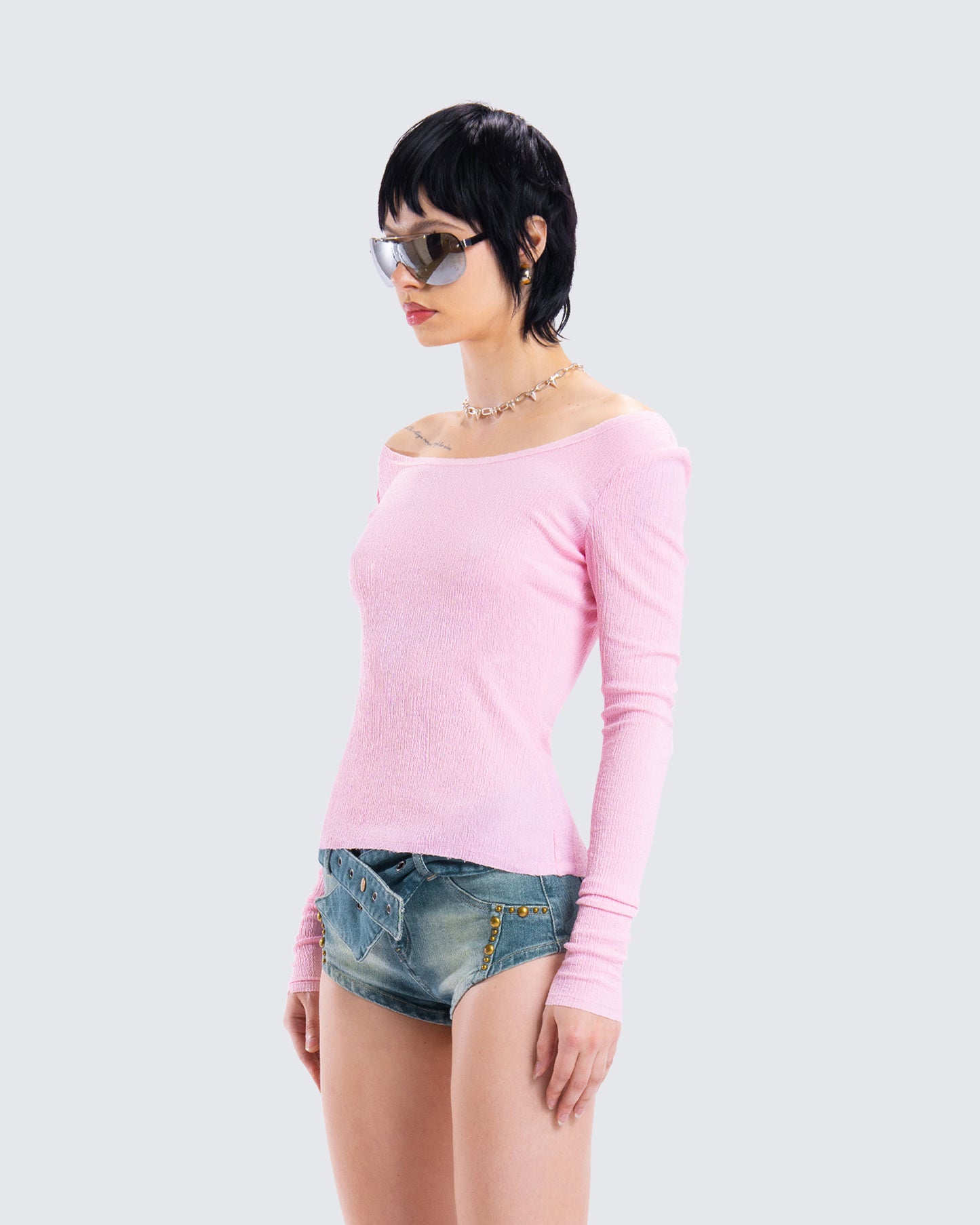 Leslie Pink Off Shoulder Top
