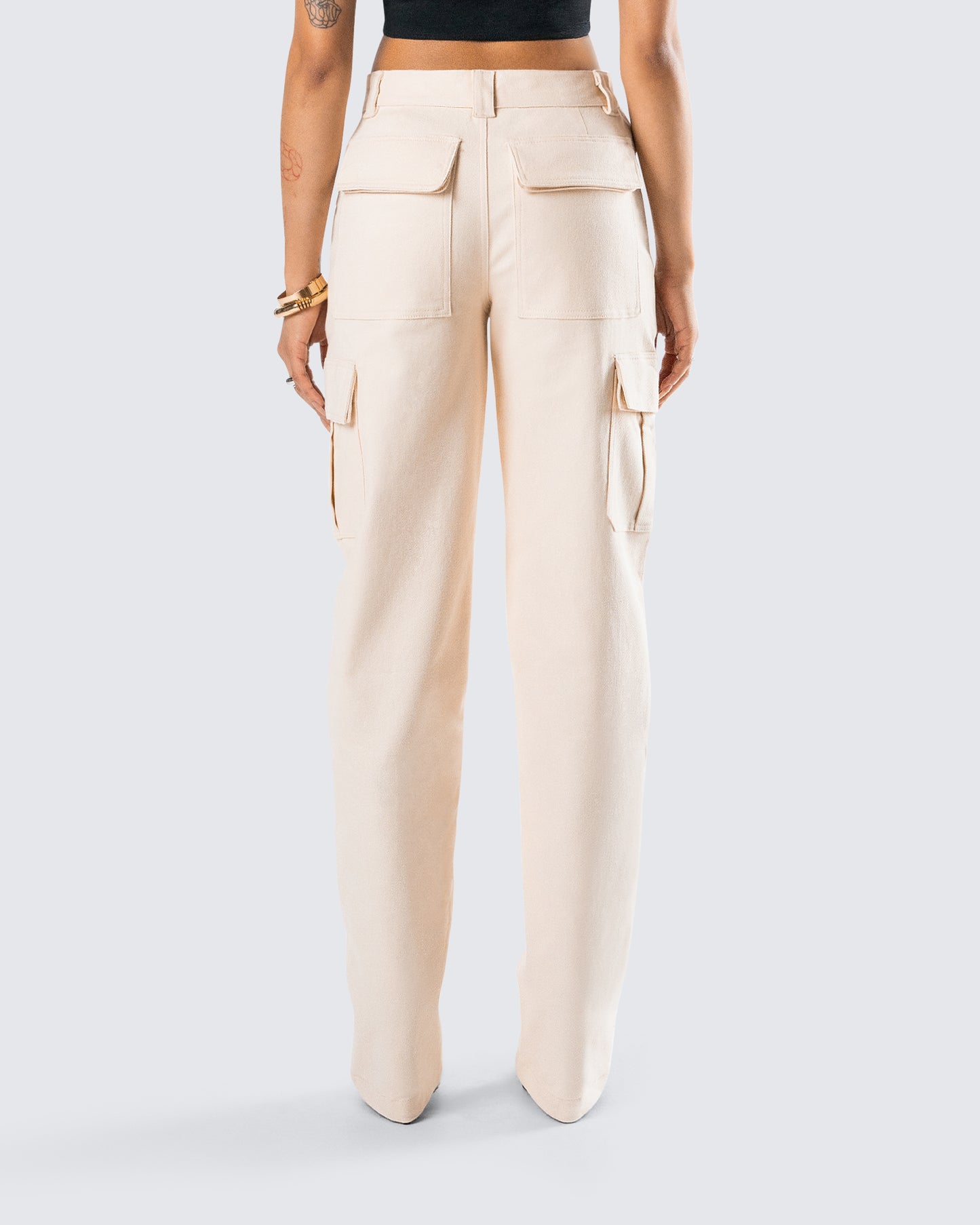 Liliana Beige Twill Cargo Pant