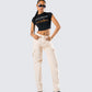 Liliana Beige Twill Cargo Pant
