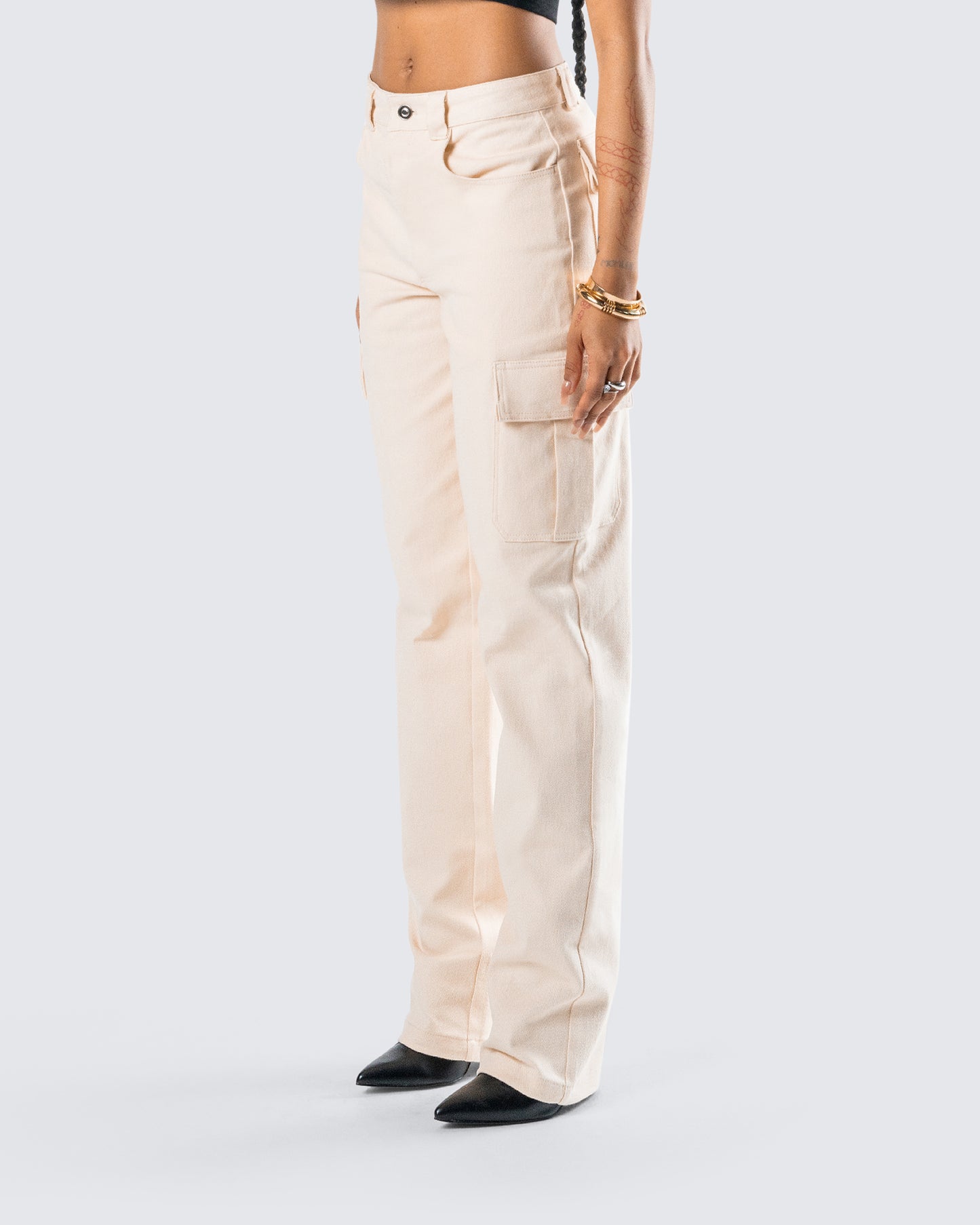 Liliana Beige Twill Cargo Pant