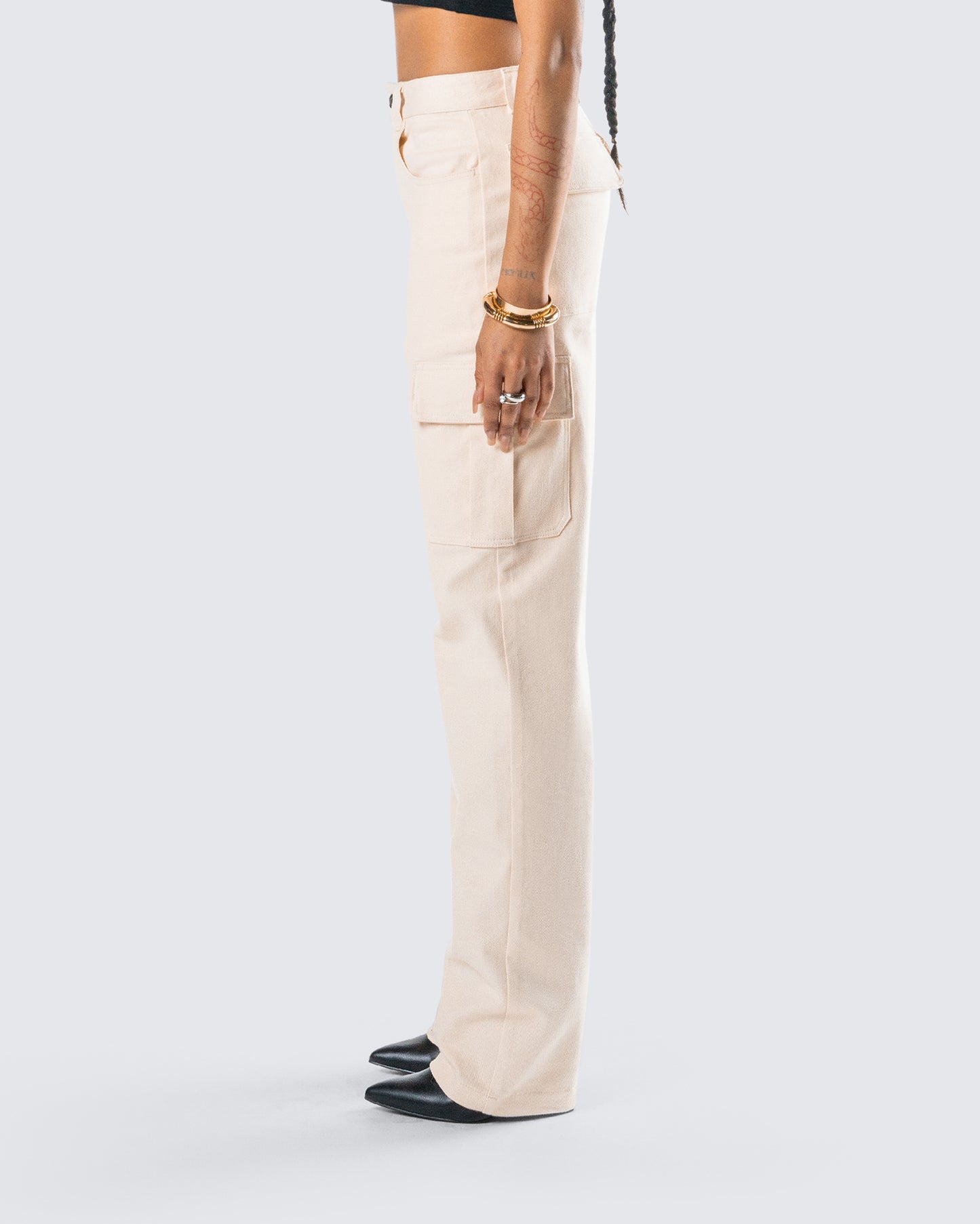 Liliana Beige Twill Cargo Pant