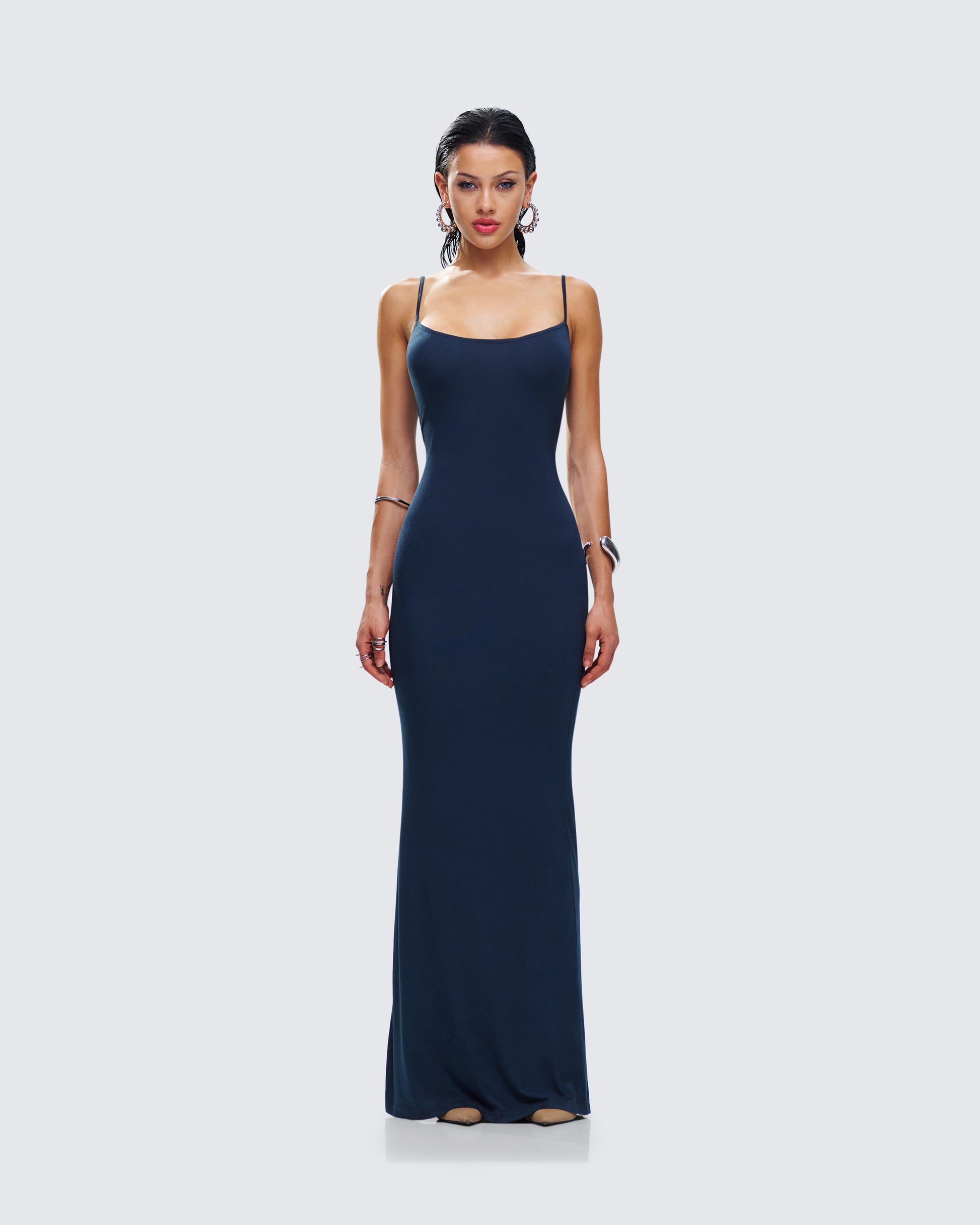 Lilibet Teal Maxi Dress model front