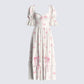 Lina Ivory Floral Midi Dress 3d product front