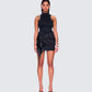 Lindsey Black Wrap Mini Dress model front