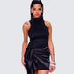 Lindsey Black Wrap Mini Dress
