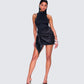 Lindsey Black Wrap Mini Dress