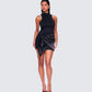 Lindsey Black Wrap Mini Dress
