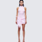 Lindsey Pink Wrap Mini Dress model front