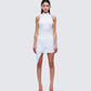 Lindsey White Wrap Mini Dress model front