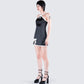 Lora Black Charmeuse Mini Dress