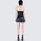 Lora Black Charmeuse Mini Dress