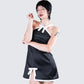Lora Black Charmeuse Mini Dress