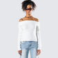 Lorraine White Sweater Knit Top model front