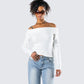 Lorraine White Sweater Knit Top