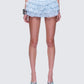 Love Hand Beaded Rhinestone Baby Blue Ruffle Short model front