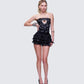 Love Hand Beaded Rhinestone Black Corset Top