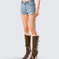 Lowan Blue Distressed Denim Shorts