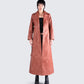 Lu Brown Vegan Leather Coat model front