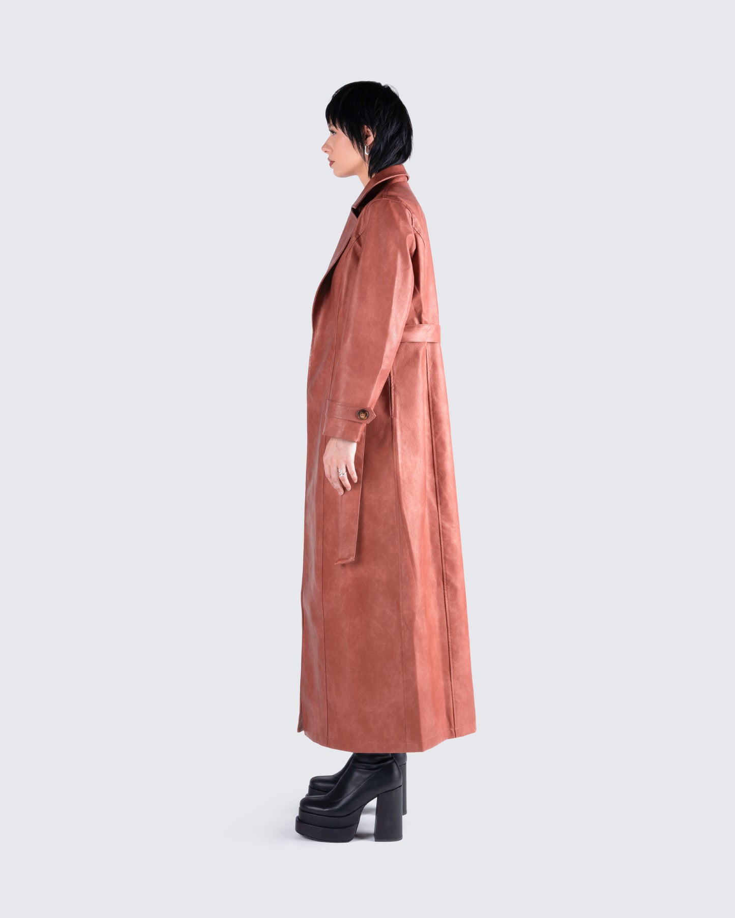 Lu Brown Vegan Leather Coat