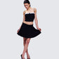 Lucien Black Ribbon Path Knitted Pleated Skirt