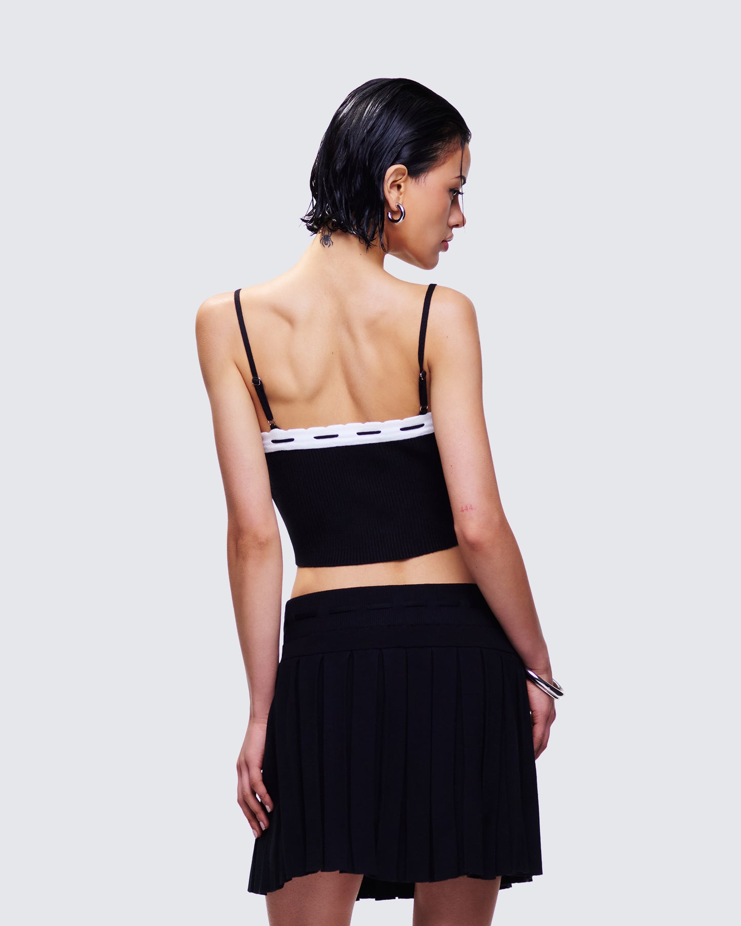 Lucien Black Ribbon Path Knitted Top