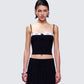 Lucien Black Ribbon Path Knitted Top model front