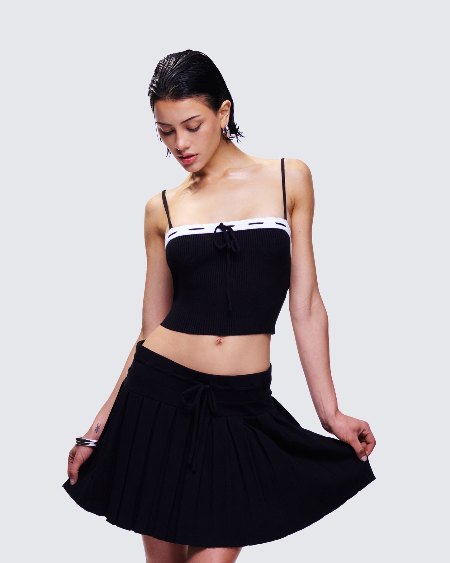 Lucien Black Ribbon Path Knitted Top