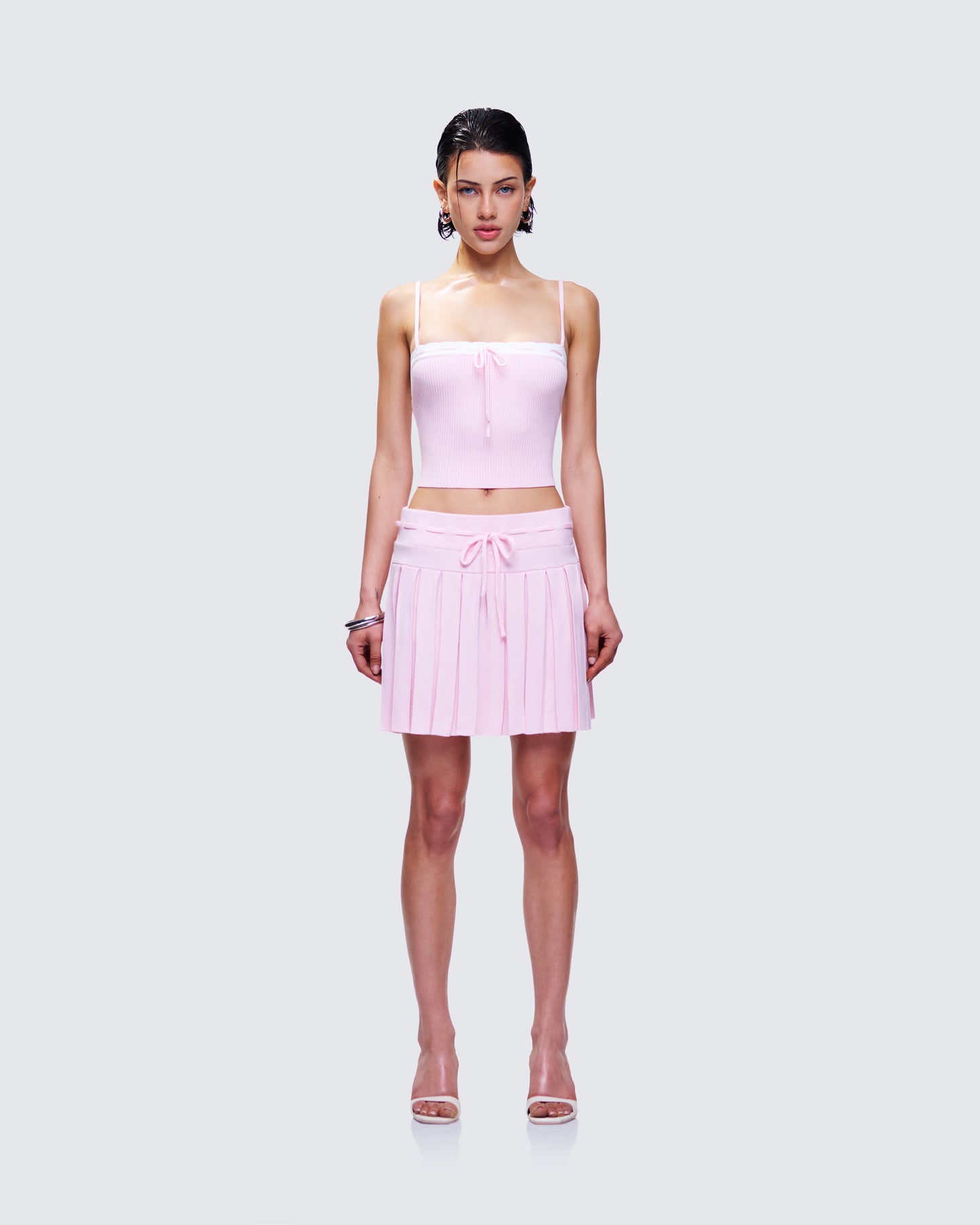 Lucien Pink Knitted Set model front