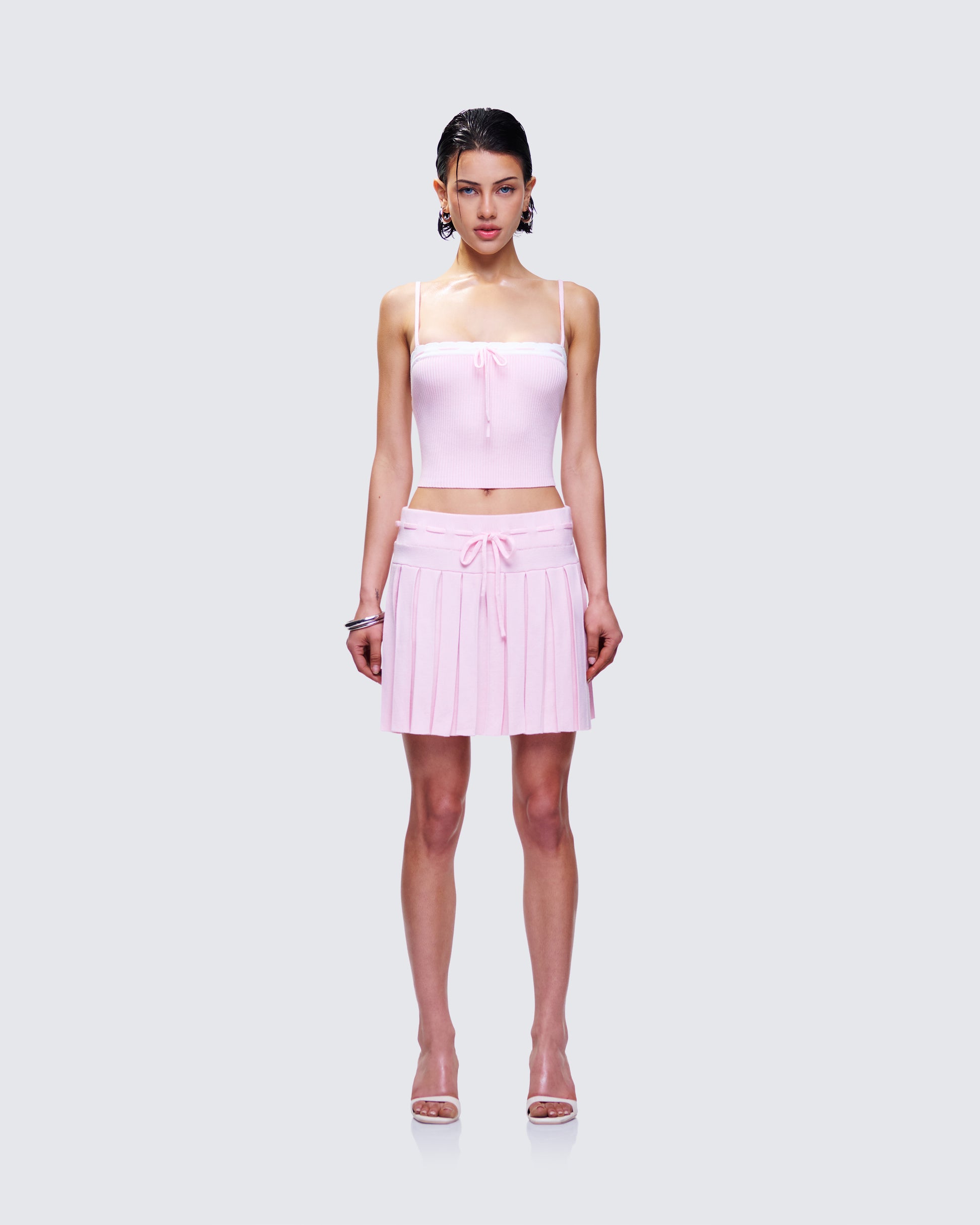 Lucien Pink Knitted Set model front