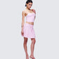 Lucien Pink Ribbon Path Knitted Pleated Skirt