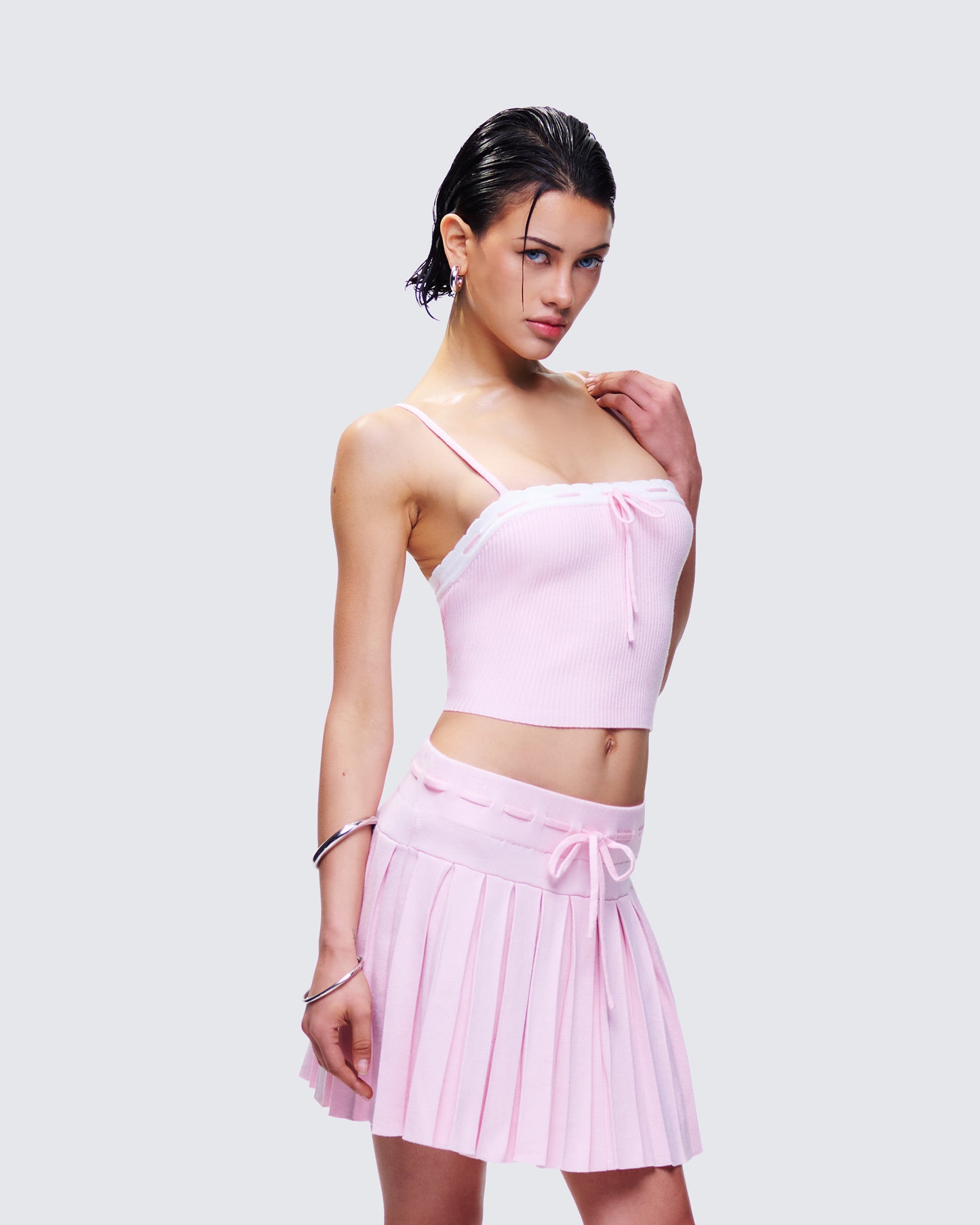 Lucien Pink Ribbon Path Knitted Top