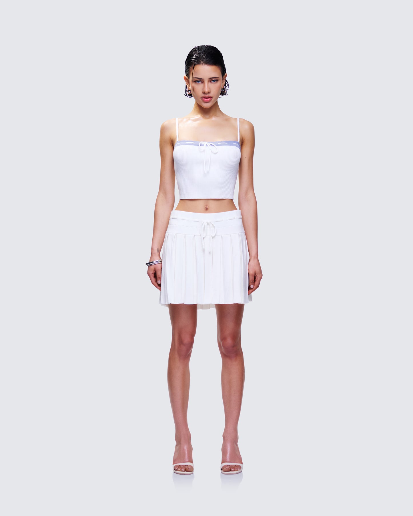Lucien White Knit Set  model front