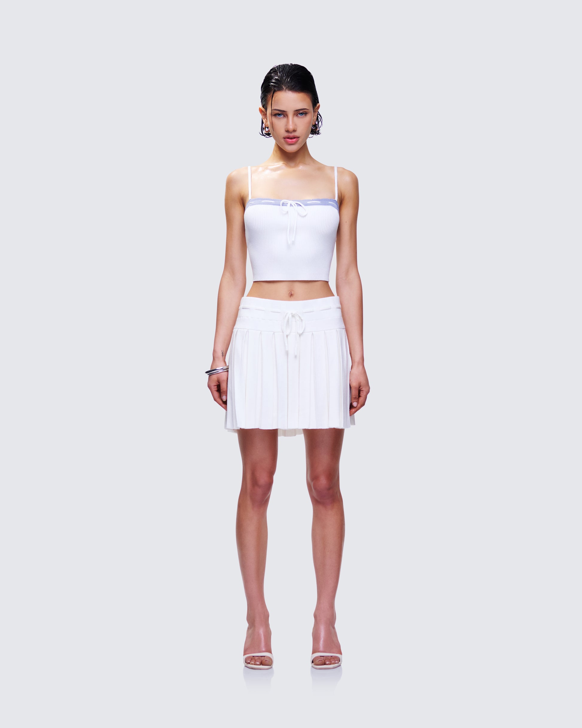 Lucien White Knit Set  model front