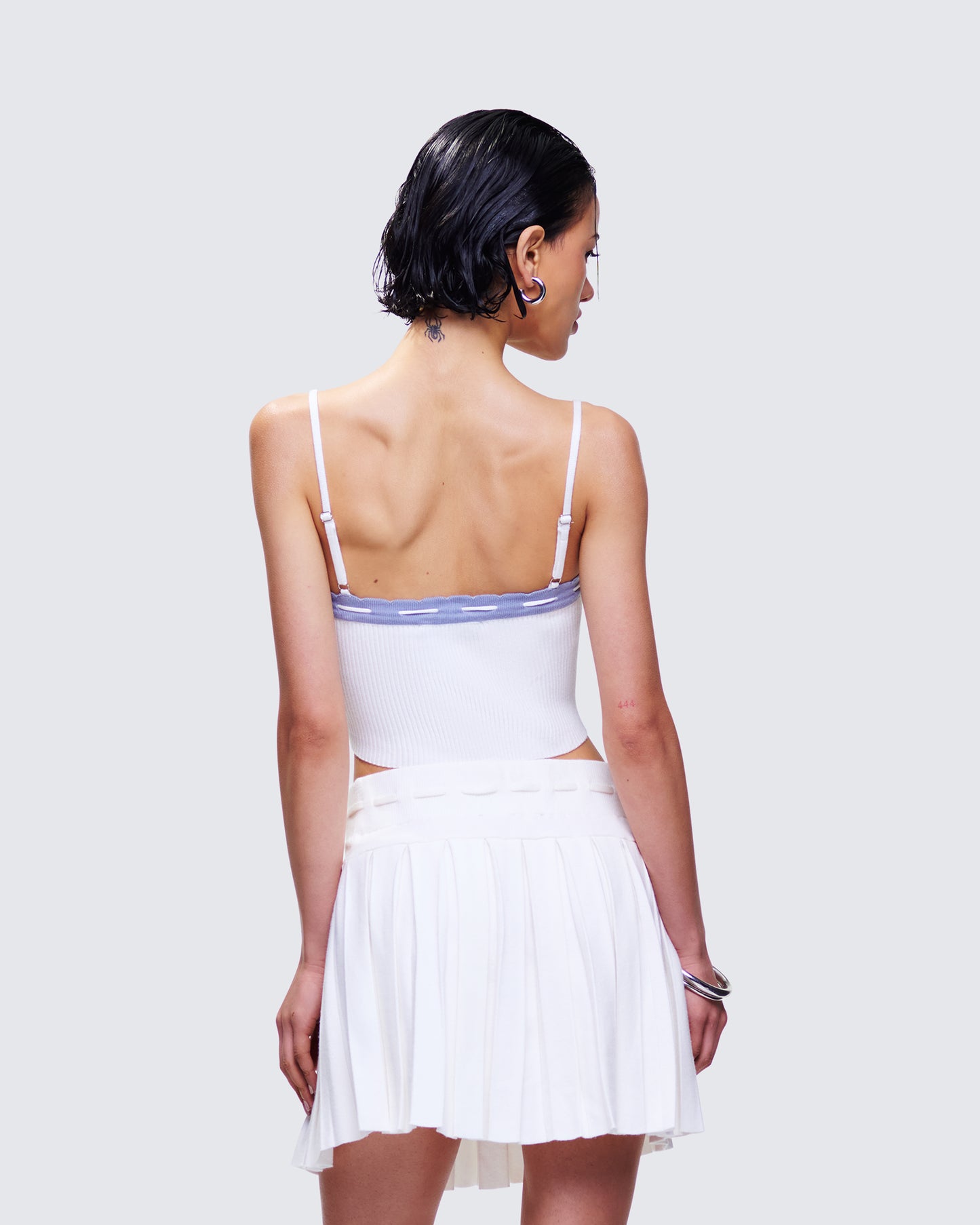 Lucien White Ribbon Path Knitted Top
